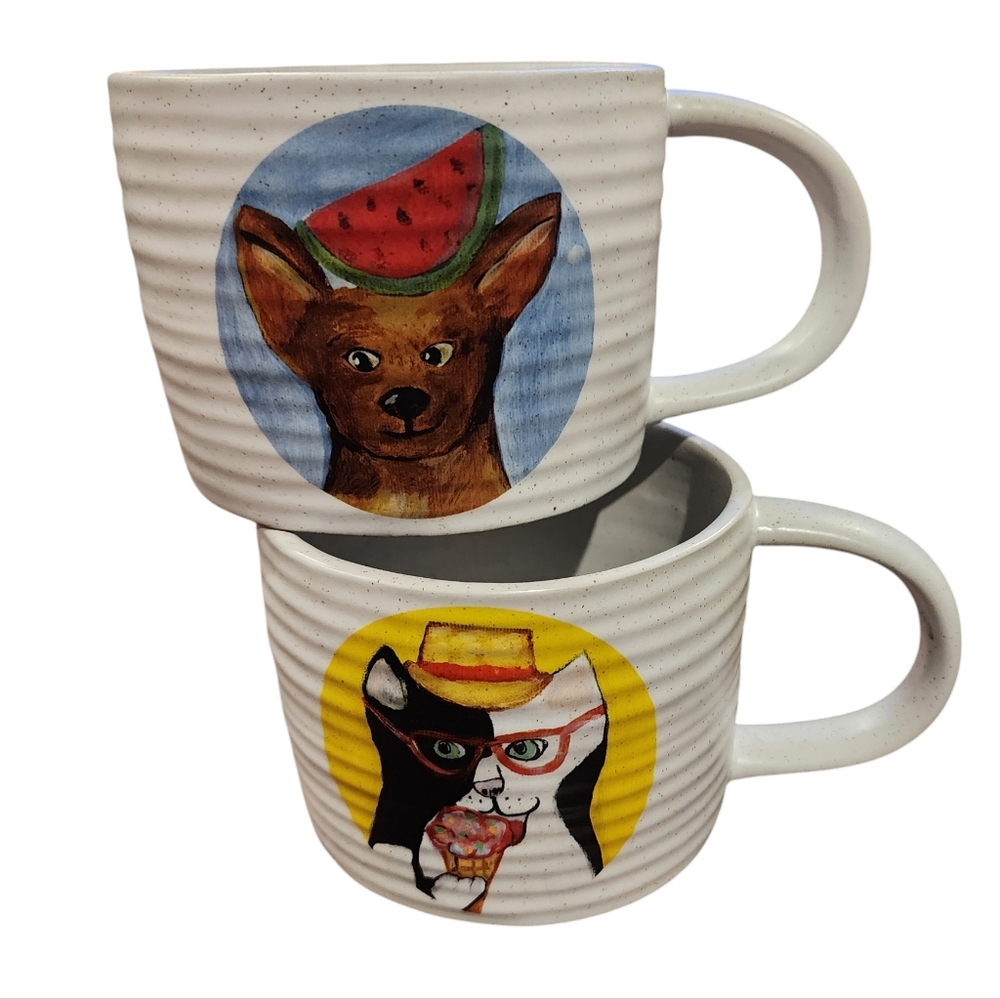 West Elm Cat & Dog stone Coffee Mug